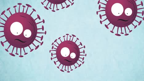 Animation-Von-Covid-19-Viruszellen-Auf-Blauem-Hintergrund