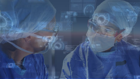 Animation-of-data-processing-over-doctors-during-surgery