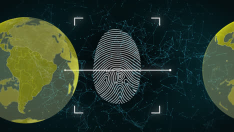 Animation-Eines-Biometrischen-Fingerabdrucks-Und-Eines-Netzwerks-Von-Verbindungen-Auf-Dunklem-Hintergrund