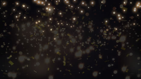 Animation-of-stars-and-confetti-over-black-background