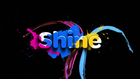 Animation-of-shine-text-over-colorful-blots