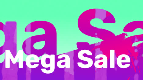 Animation-Von-Mega-Sale-Text-über-Rosa-Schatten-Auf-Blauem-Hintergrund