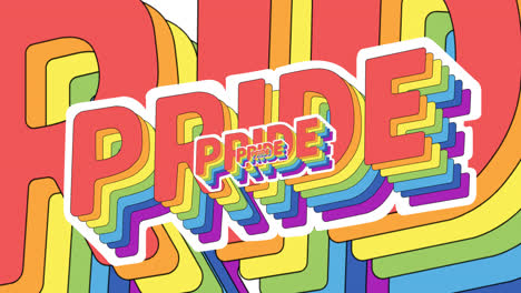 Animation-Mehrerer-Pride-Texte-In-Regenbogenfarben