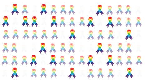 Animation-of-rainbow-ribbons-on-white-background