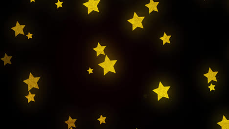 Animation-Gelber-Sterne,-Die-Auf-Schwarzem-Hintergrund-Leuchten