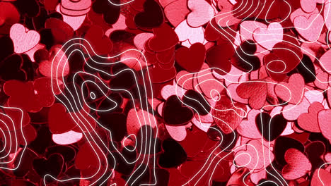 Animation-Bewegter-Weißer-Linien-über-Leuchtend-Rosa-Herzen
