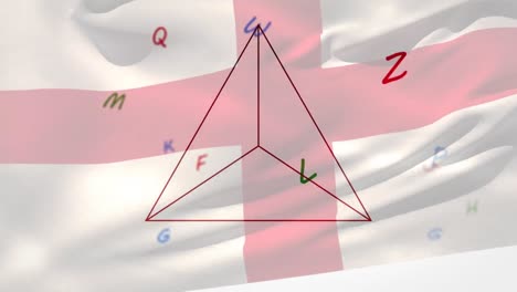Animation-of-flag-of-england-blowing-over-triangle-and-alphabetical-data-processing