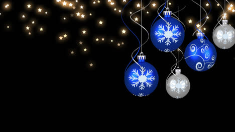 Animation-of-christmas-bubbles-over-stars-on-black-background