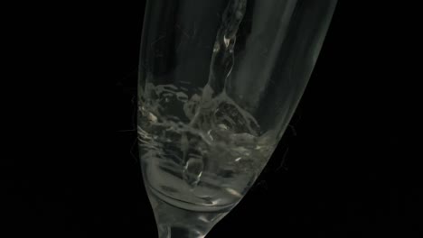 Animation-of-champagne-pouring-into-glass-on-black-background
