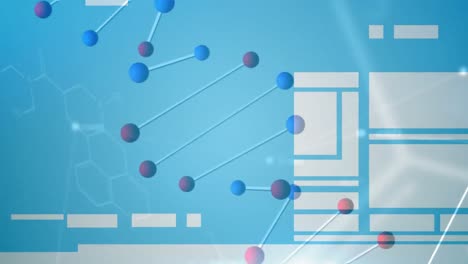 DNA-Struktur-über-Chemische-Strukturen-Und-Netzwerk-Von-Verbindungen-Vor-Blauem-Hintergrund
