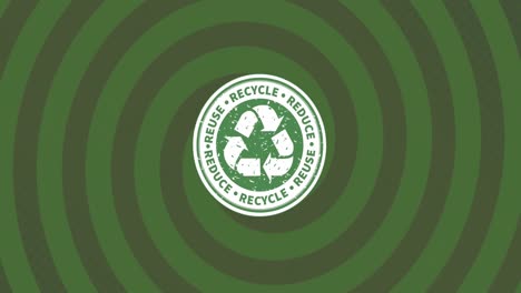 Animation-of-recycling-symbol-on-green-spiral-background