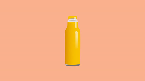 Animation-of-bottle-of-juice-icon-on-orange-background