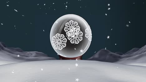Animation-of-winter-scenery-at-christmas-over-snow-globe