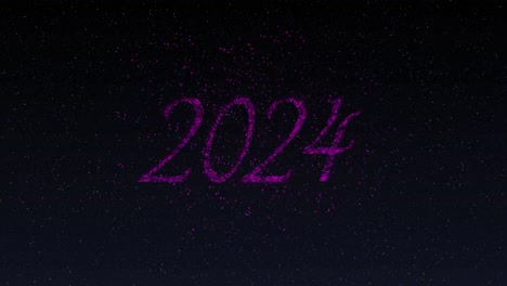Animation-of-2024-in-shimmering-pink-letters-and-fireworks