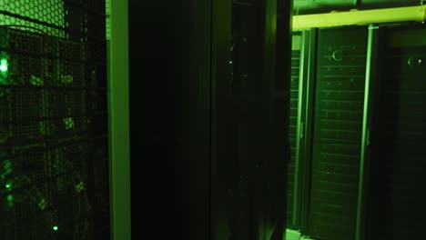 Green-control-lights-and-data-processing-on-computer-servers-in-tech-room