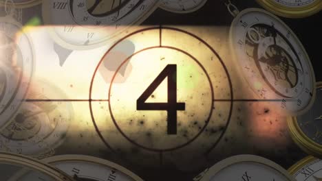 Animation-Des-Silvester-Countdowns-über-Vintage-Uhren