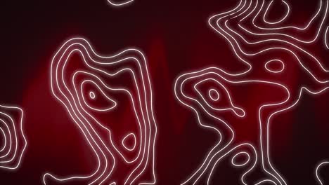 Animation-of-white-contour-lines-moving-on-dark-red-background