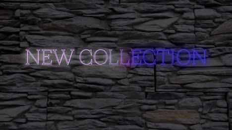 Animation-of-new-collection-text-in-pink-and-blue-flashing-neon-on-grey-stone-background