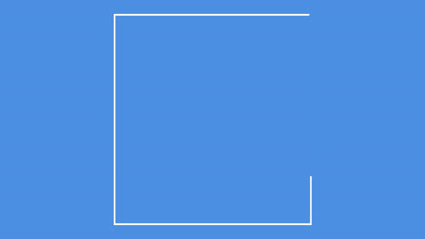 Animación-De-Líneas-Blancas-Que-Forman-Un-Rectángulo-Abierto-Sobre-Fondo-Azul