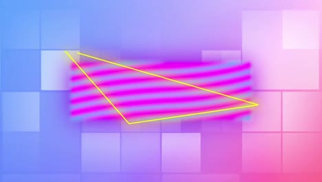 Animation-of-neon-triangle-over-moving-squares