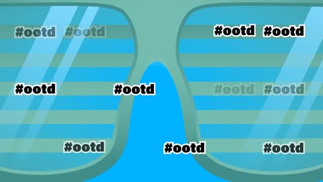 Animation-of-ootd-texts-over-sunglasses-on-gray-background