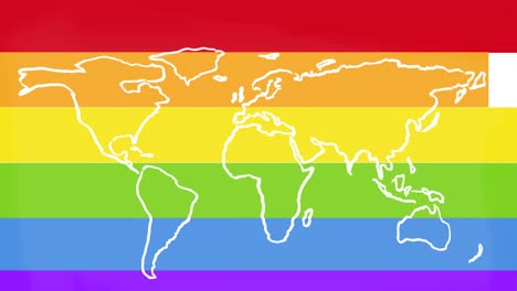 Animation-of-world-map-on-rainbow-background