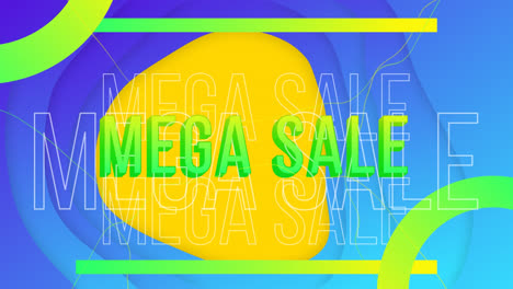 Animation-of-mega-sale-text-over-colorful-shapes