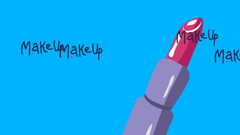 Animation-of-make-up-text-over-pink-lipstick