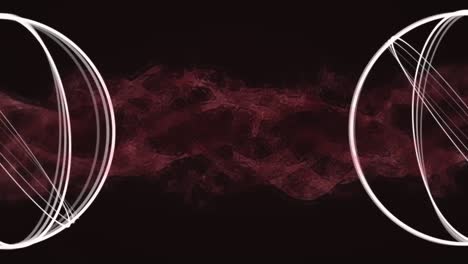 Animation-Eines-DNA-Strangs-Und-Weißer-Kreise-Auf-Schwarzem-Hintergrund