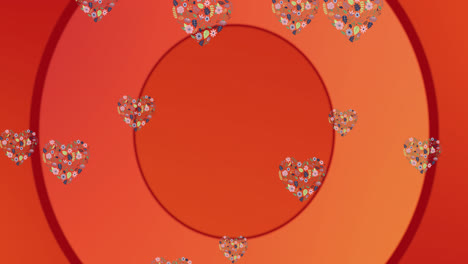Animation-Von-Blumen-Und-Herzen-Auf-Rotem-Hintergrund