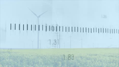 Animation-of-financial-data-processing-over-wind-turbines-and-landscape