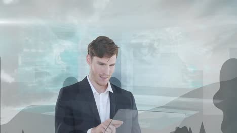 Animation-of-caucasian-businessman-over-data-processing