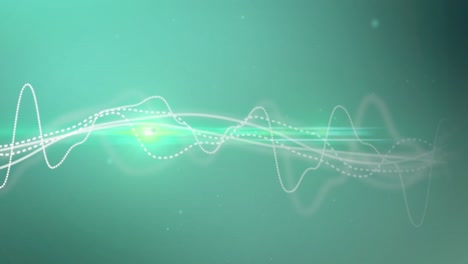 Animation-Eines-Neonfarbenen-Netzwerks-Von-Verbindungen,-Das-Sich-über-Grünen-Hintergrund-Bewegt