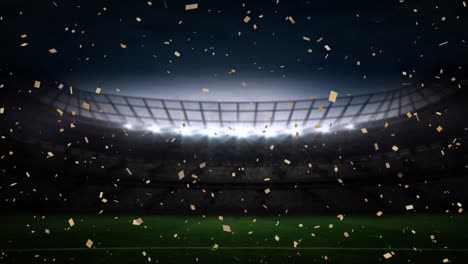 Animation-of-confetti-floating-over-stadium-at-night