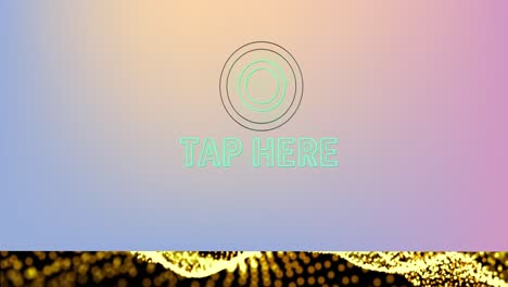 Animation-of-tap-here-and-circle-over-pastel-background-with-gold-glitter