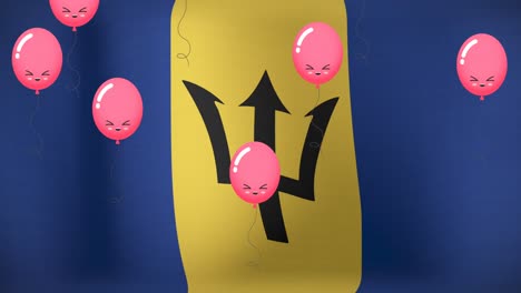 Animation-of-balloons-over-flag-of-barbados