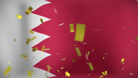 Animation-Von-Konfetti-über-Der-Flagge-Bahrains