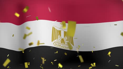 Animation-of-confetti-over-flag-of-egypt