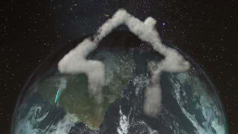 Animation-of-smoke-arrow-over-globe-in-cosmos