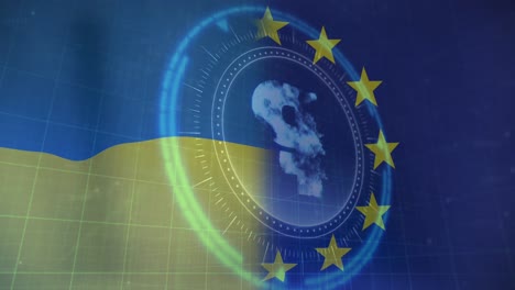 Animation-of-scan-scope-over-ukrainian-and-eu-flags
