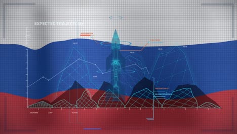 Animation-of-graph-and-missile-over-russian-flag
