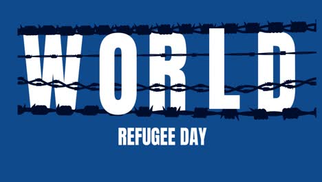 Animation-of-world-refugee-day-over-navy-blue-background