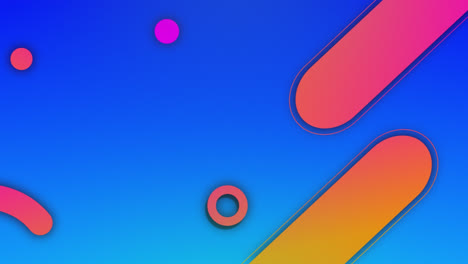 Animation-of-pink-and-orange-shapes-floating-over-blue-background