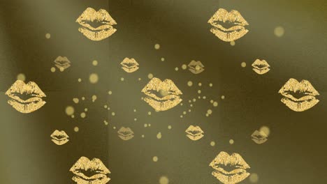 Animation-of-lips-over-yellow-background-with-dots-and-lines