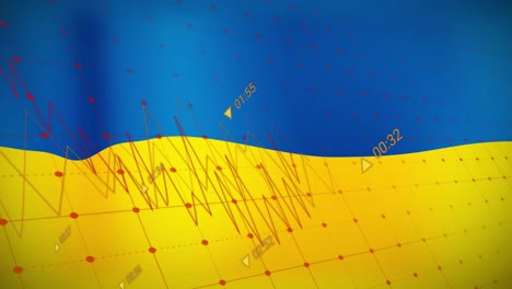 Animation-of-financial-graphs-over-flag-of-ukraine