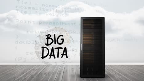 Big-data-text-banner-over-spinning-globe-over-data-processing-against-computer-server-and-clouds