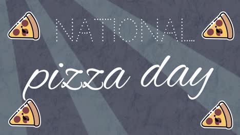Animation-of-national-pizza-day-text-and-pizza-icons-over-over-stripes-on-grey-background
