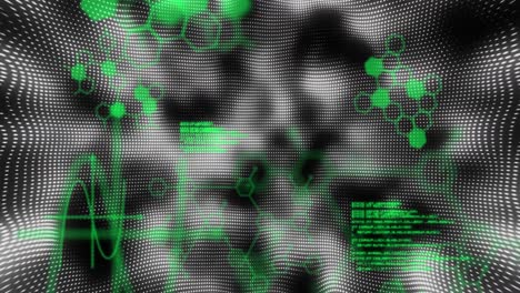 Grüne-Chemische-Strukturen-Und-Datenverarbeitung-Vor-Schwarzem-Hintergrund