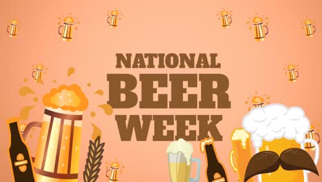 Animación-Del-Texto-De-La-Semana-Nacional-De-La-Cerveza-Sobre-Iconos-De-Cerveza