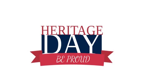 Animation-of-heritage-day-be-proud-text-on-white-background